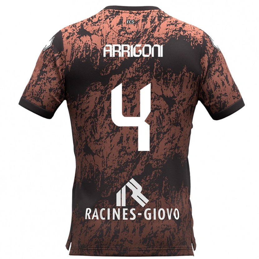 Danxen Uomo Maglia Tommaso Arrigoni #4 Marrone Nero Kit Gara Away 2025/26 Maglietta