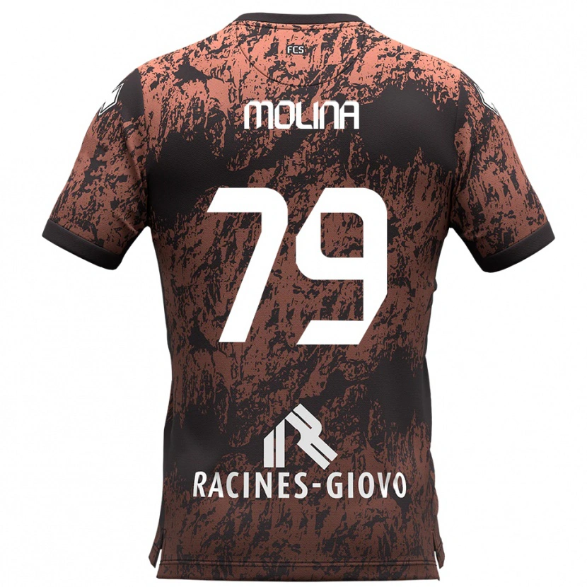 Danxen Uomo Maglia Salvatore Molina #79 Marrone Nero Kit Gara Away 2025/26 Maglietta