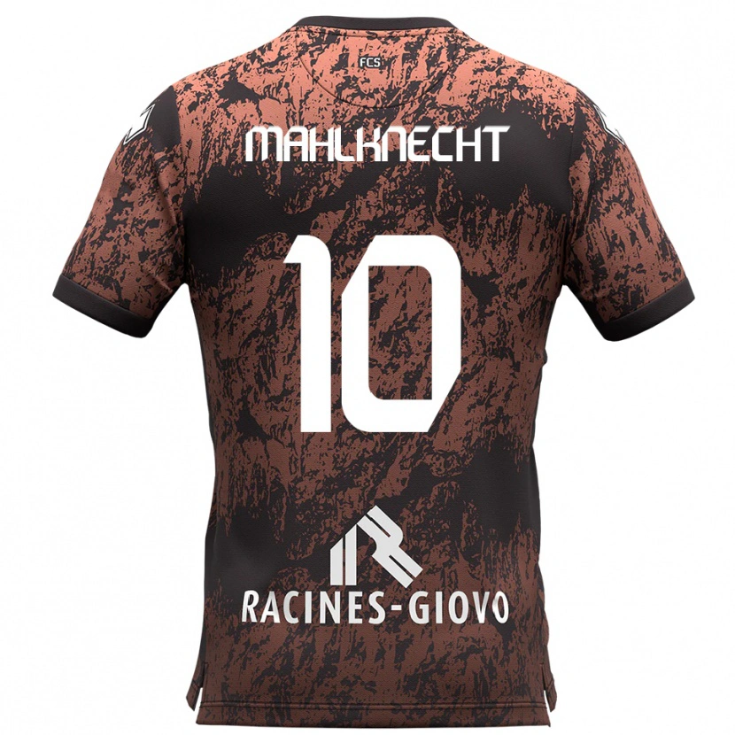 Danxen Uomo Maglia Felix Mahlknecht #10 Marrone Nero Kit Gara Away 2025/26 Maglietta