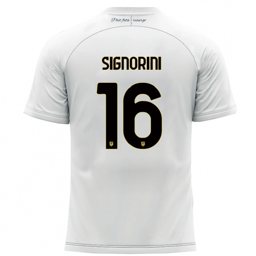 Danxen Uomo Maglia Alessandro Signorini #16 Bianco Giallo Kit Gara Away 2025/26 Maglietta