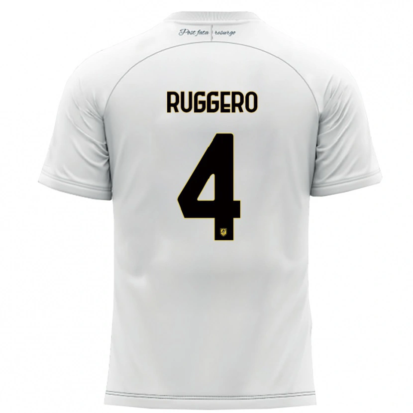 Danxen Uomo Maglia Marco Ruggero #4 Bianco Giallo Kit Gara Away 2025/26 Maglietta
