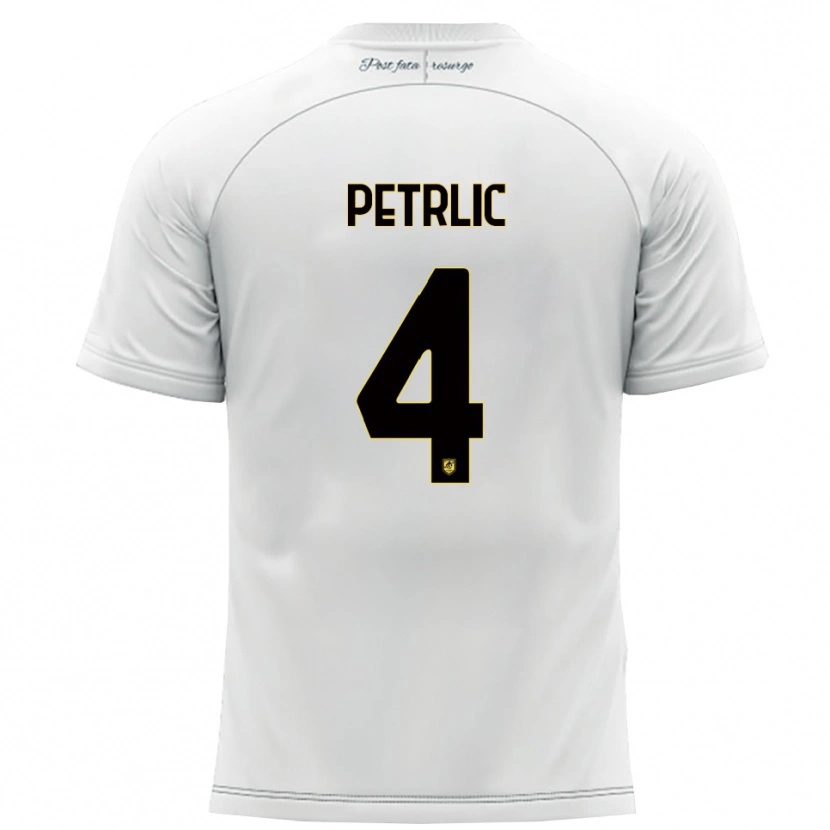 Danxen Uomo Maglia Vincenzo Petrlic #4 Bianco Giallo Kit Gara Away 2025/26 Maglietta