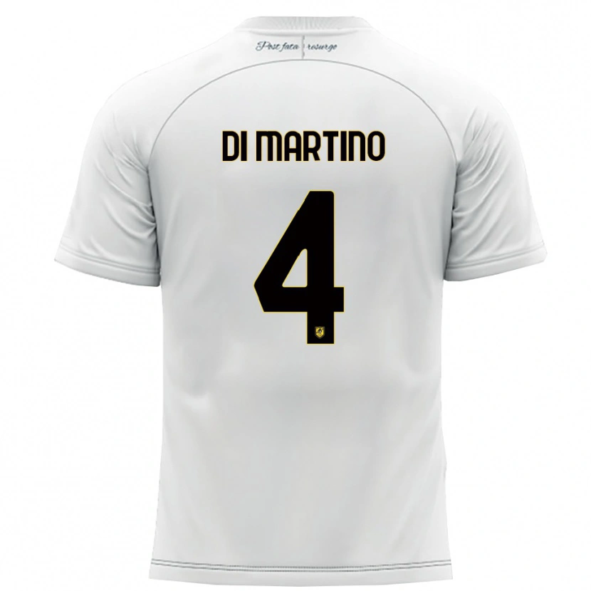 Danxen Uomo Maglia Mattia Di Martino #4 Bianco Giallo Kit Gara Away 2025/26 Maglietta