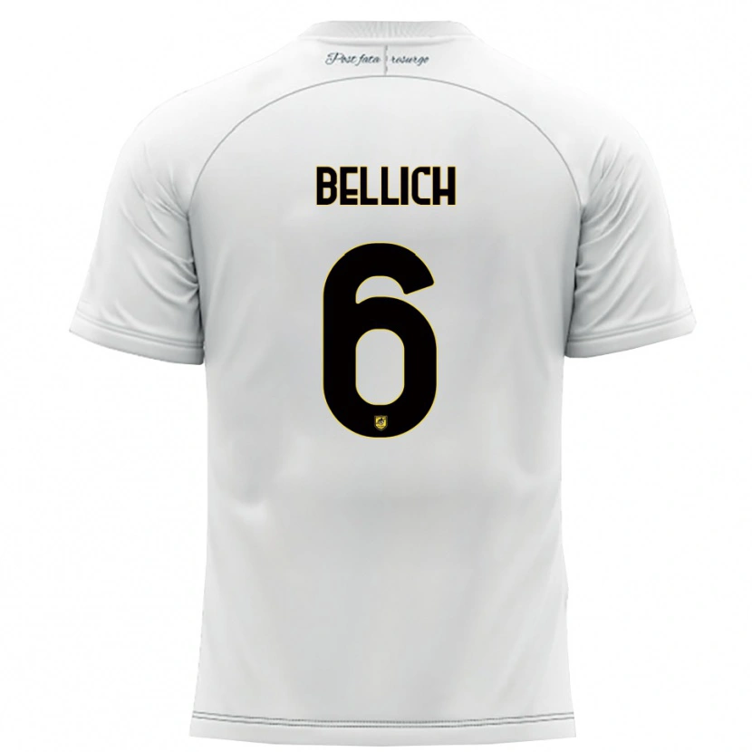 Danxen Uomo Maglia Marco Bellich #6 Bianco Giallo Kit Gara Away 2025/26 Maglietta