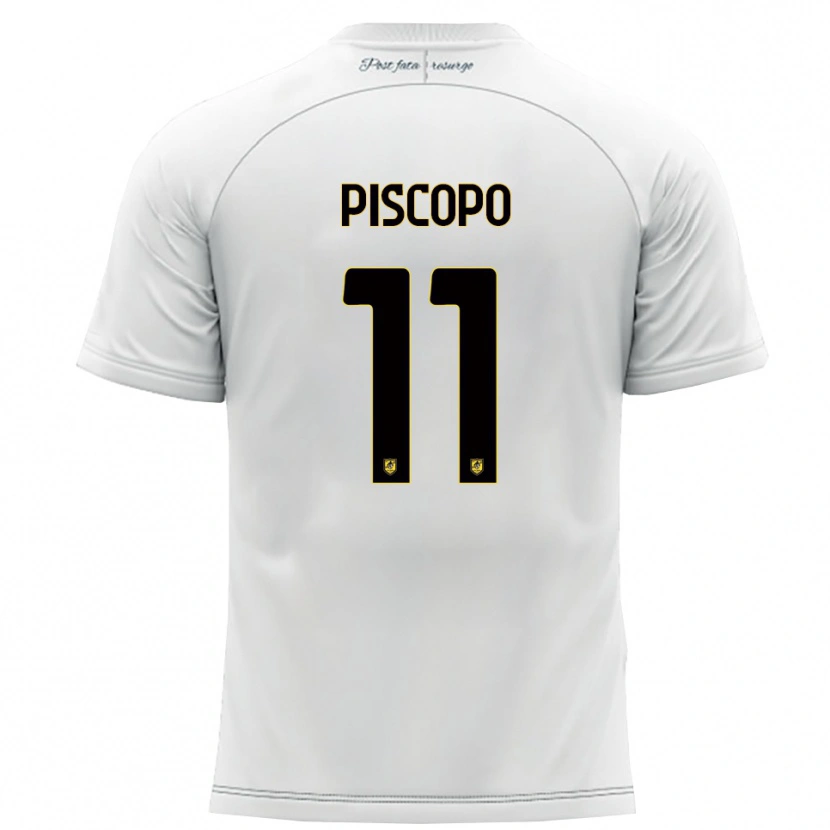Danxen Uomo Maglia Kevin Piscopo #11 Bianco Giallo Kit Gara Away 2025/26 Maglietta
