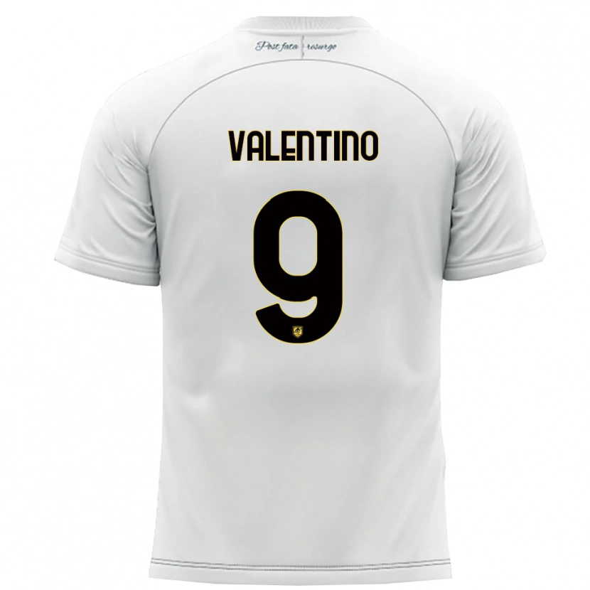 Danxen Uomo Maglia Antonio Valentino #9 Bianco Giallo Kit Gara Away 2025/26 Maglietta