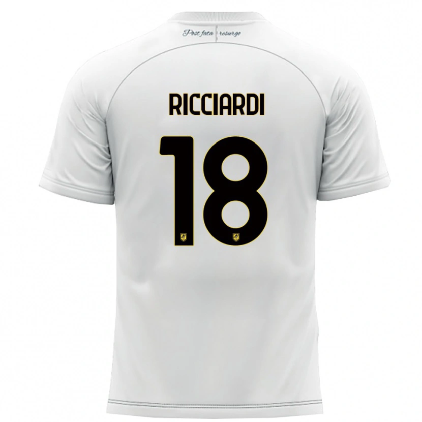 Danxen Uomo Maglia Claudio Ricciardi #18 Bianco Giallo Kit Gara Away 2025/26 Maglietta