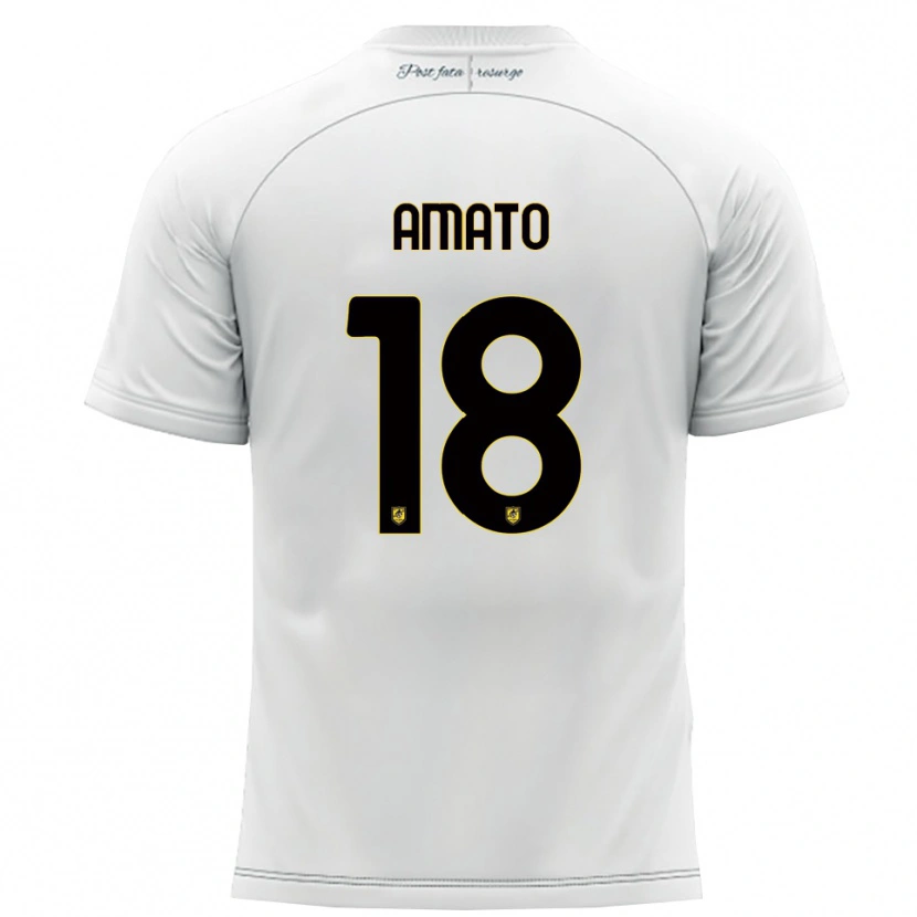 Danxen Uomo Maglia Pasquale Amato #18 Bianco Giallo Kit Gara Away 2025/26 Maglietta