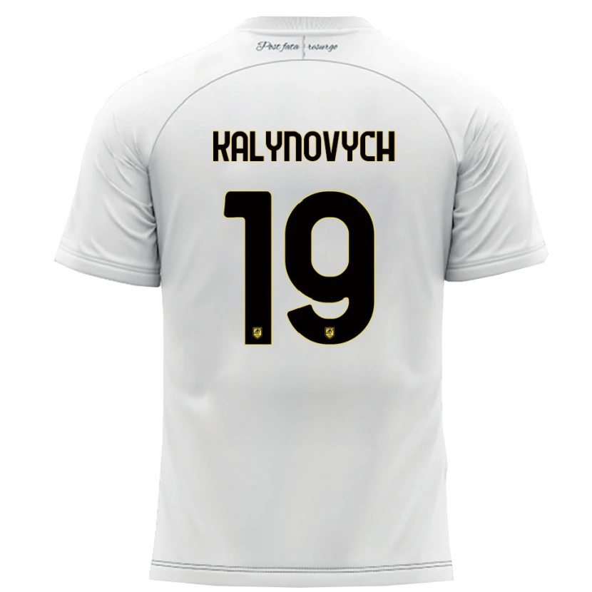 Danxen Uomo Maglia Igor Kalynovych #19 Bianco Giallo Kit Gara Away 2025/26 Maglietta