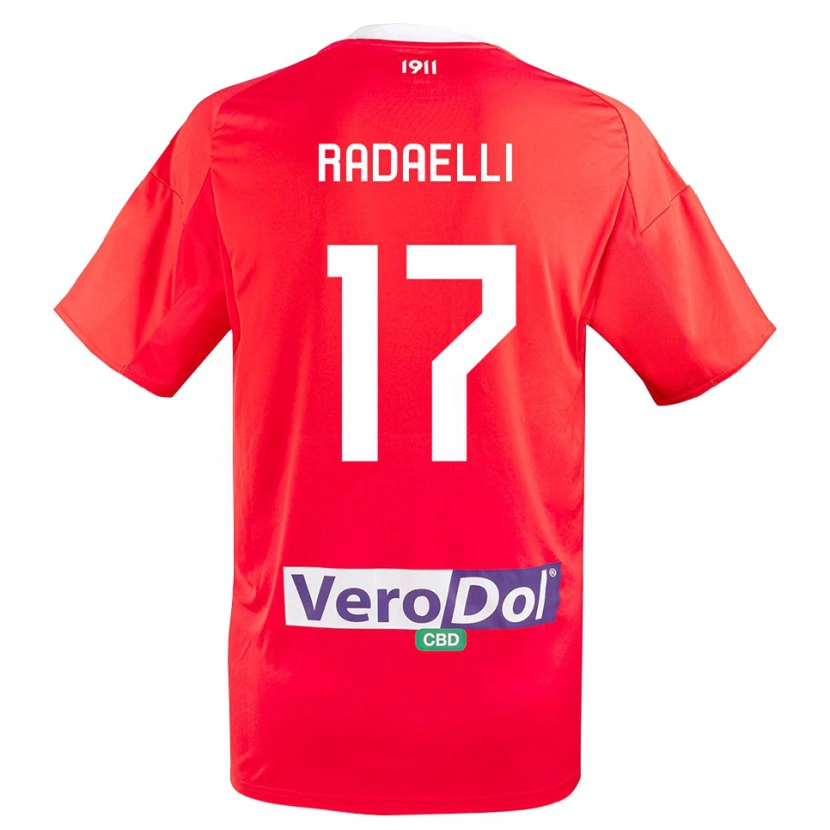 Danxen Uomo Maglia Nicolò Radaelli #17 Rosso Bianco Kit Gara Away 2025/26 Maglietta