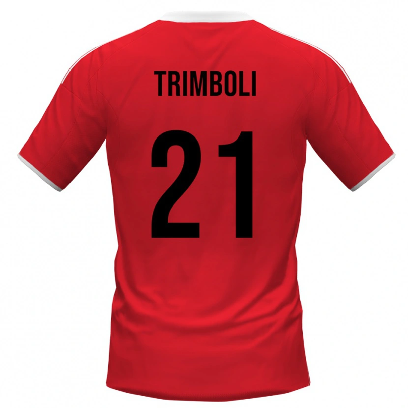 Danxen Uomo Maglia Simone Trimboli #21 Rosso Bianco Kit Gara Away 2025/26 Maglietta