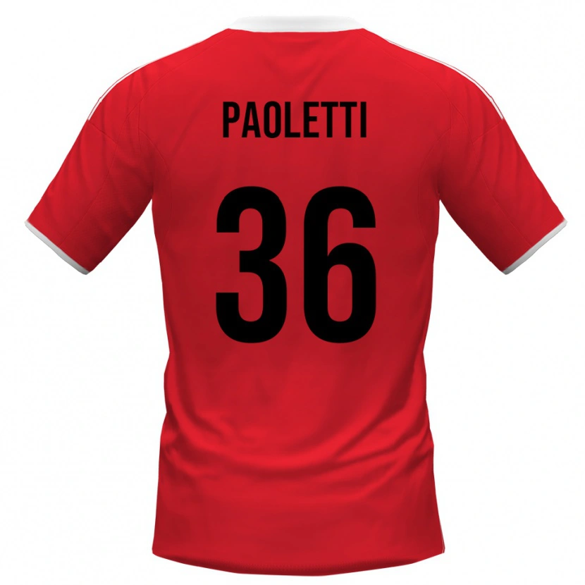 Danxen Uomo Maglia Flavio Paoletti #36 Rosso Bianco Kit Gara Away 2025/26 Maglietta