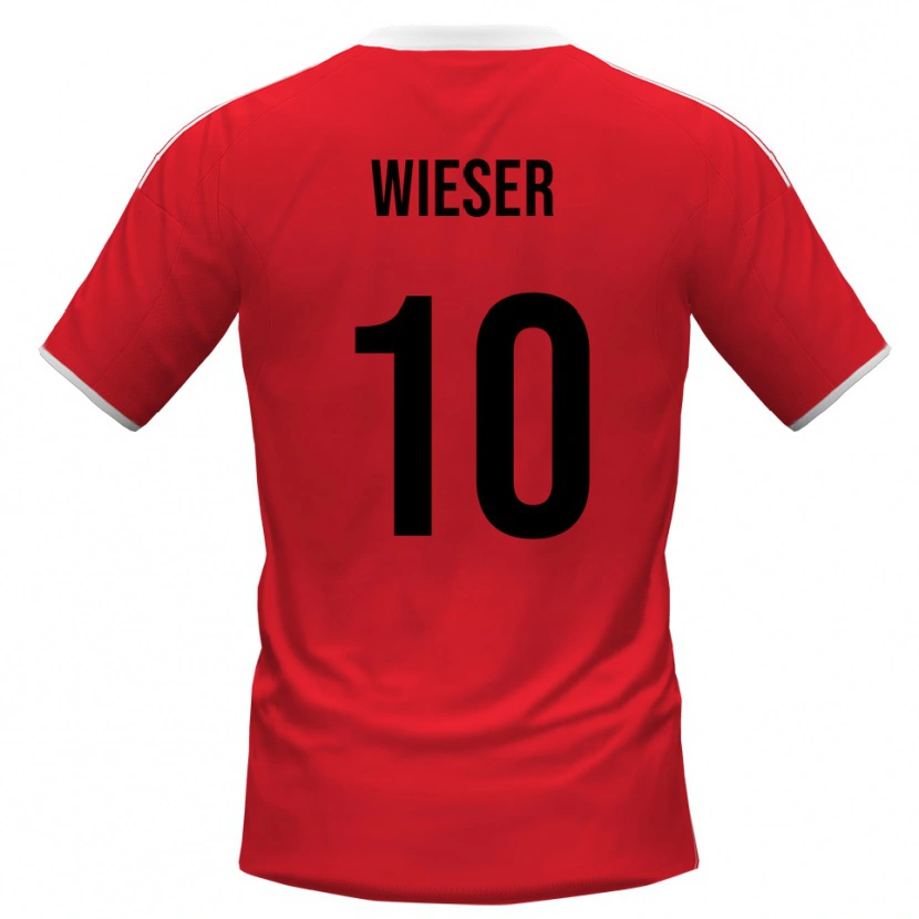 Danxen Uomo Maglia David Wieser #10 Rosso Bianco Kit Gara Away 2025/26 Maglietta