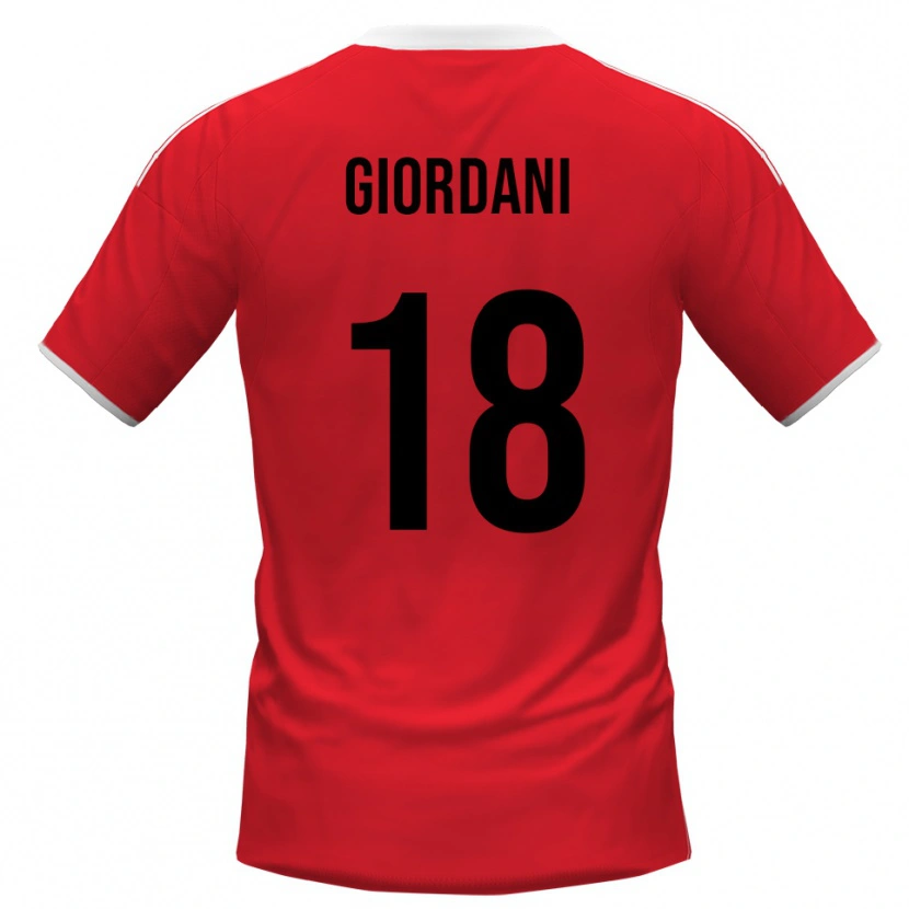 Danxen Uomo Maglia Andrea Giordani #18 Rosso Bianco Kit Gara Away 2025/26 Maglietta