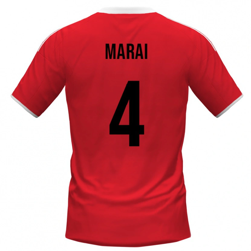 Danxen Uomo Maglia Cristian Marai #4 Rosso Bianco Kit Gara Away 2025/26 Maglietta