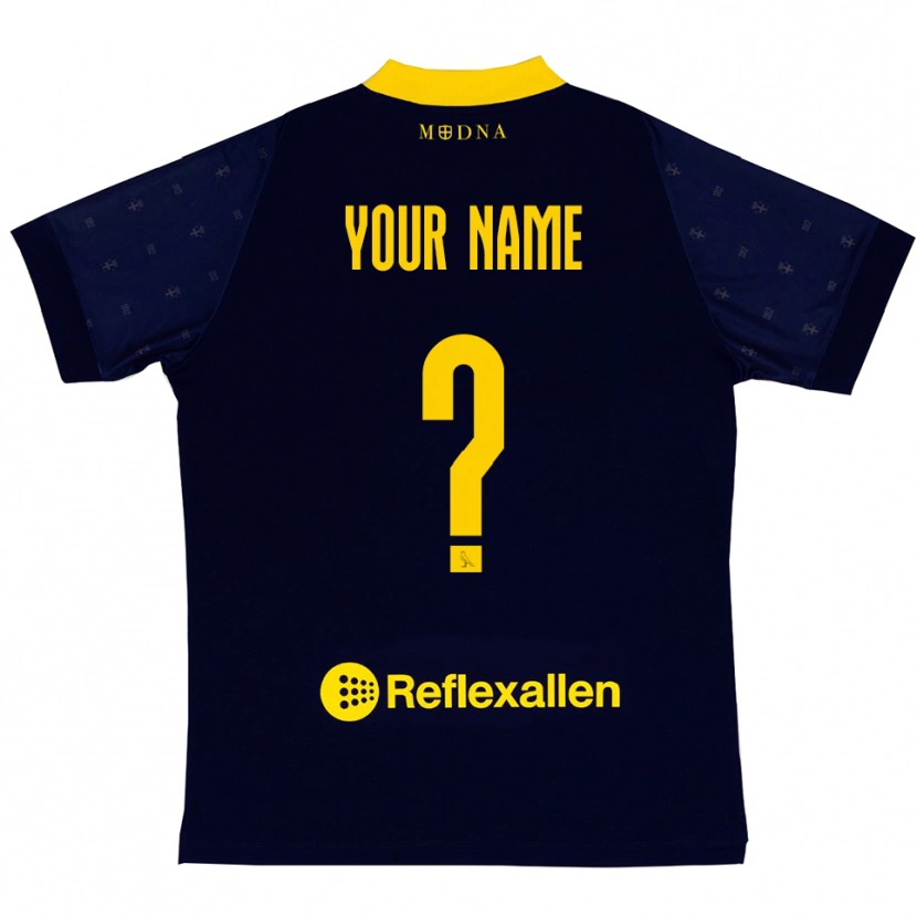 Danxen Uomo Maglia Il Tuo Nome #0 Navy Giallo Kit Gara Away 2025/26 Maglietta