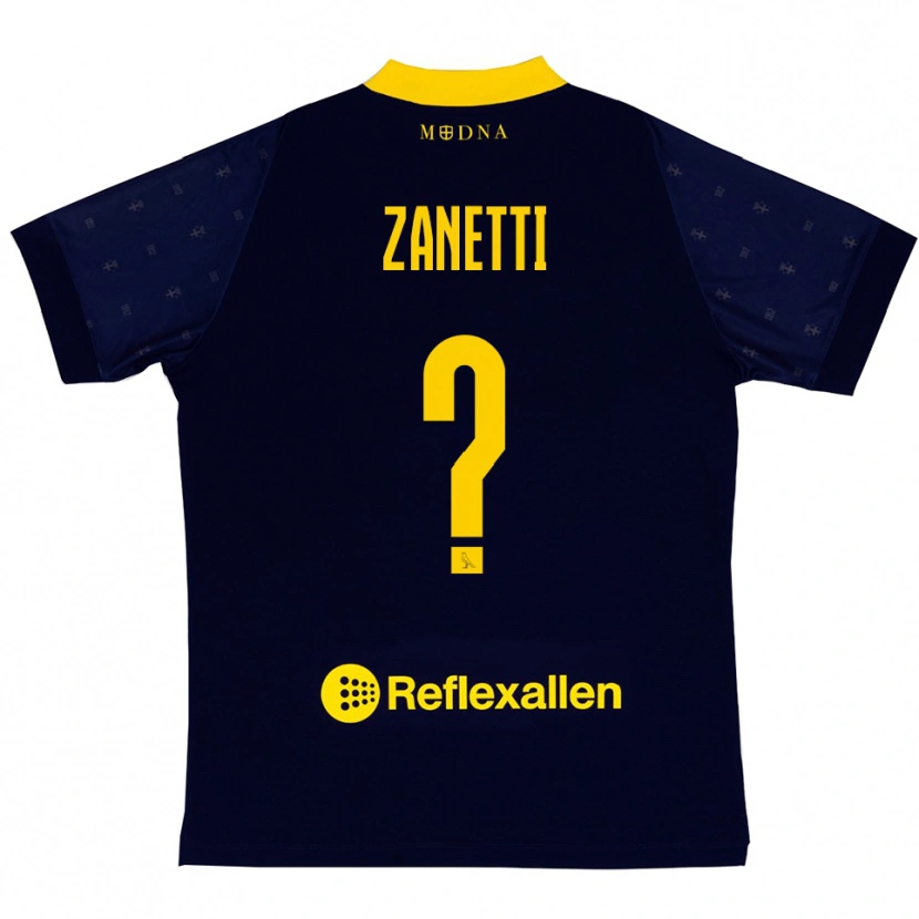 Danxen Uomo Maglia Matteo Zanetti #0 Navy Giallo Kit Gara Away 2025/26 Maglietta
