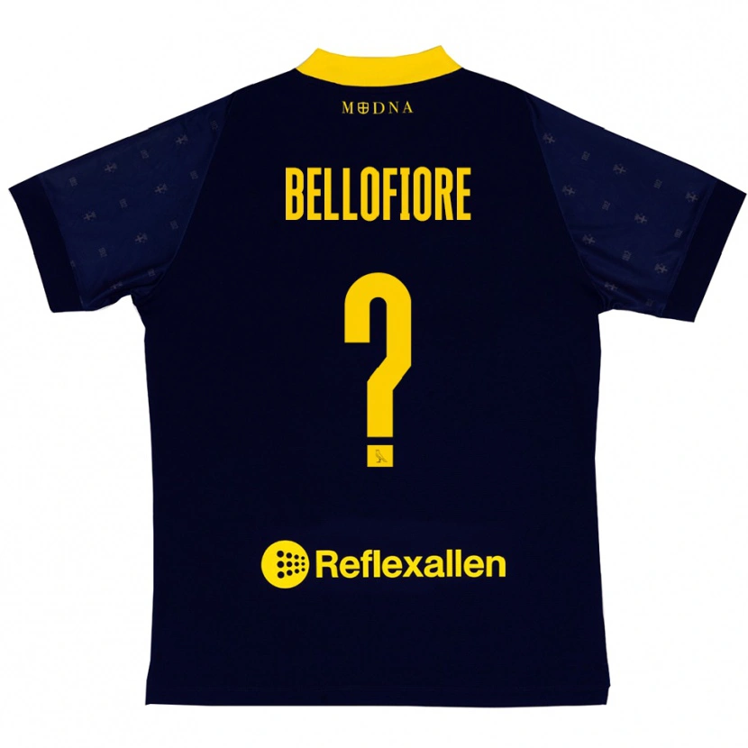 Danxen Uomo Maglia Raffaele Bellofiore #0 Navy Giallo Kit Gara Away 2025/26 Maglietta