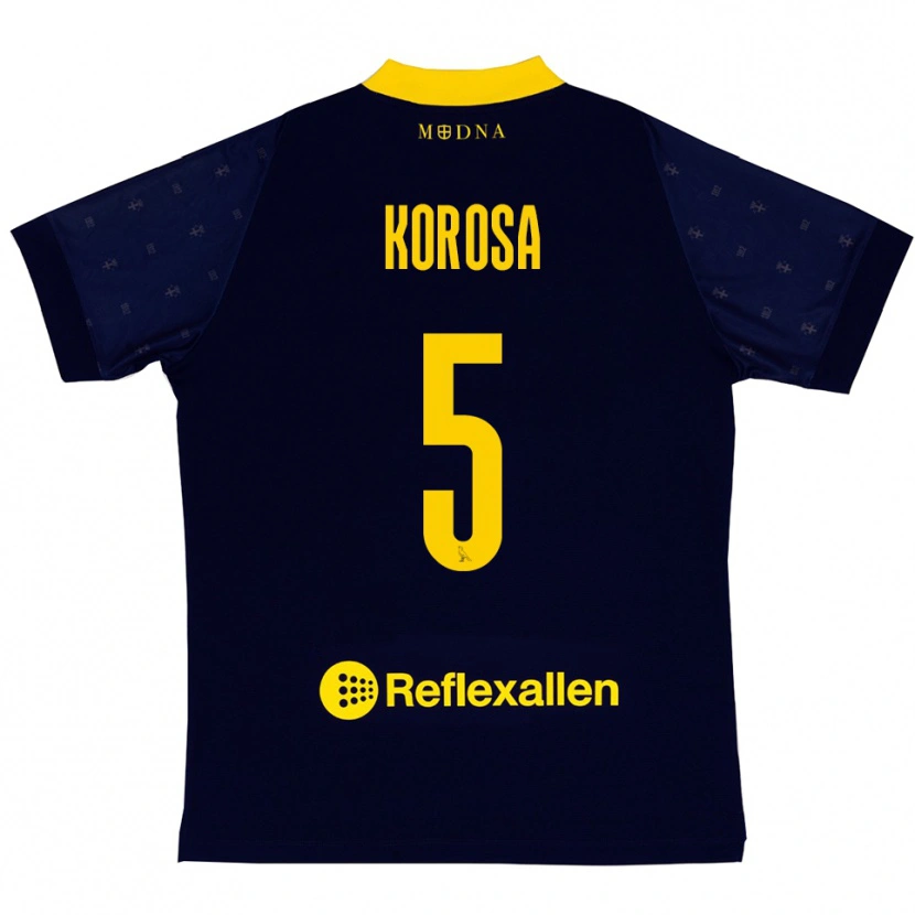Danxen Uomo Maglia Anej Koroša #5 Navy Giallo Kit Gara Away 2025/26 Maglietta