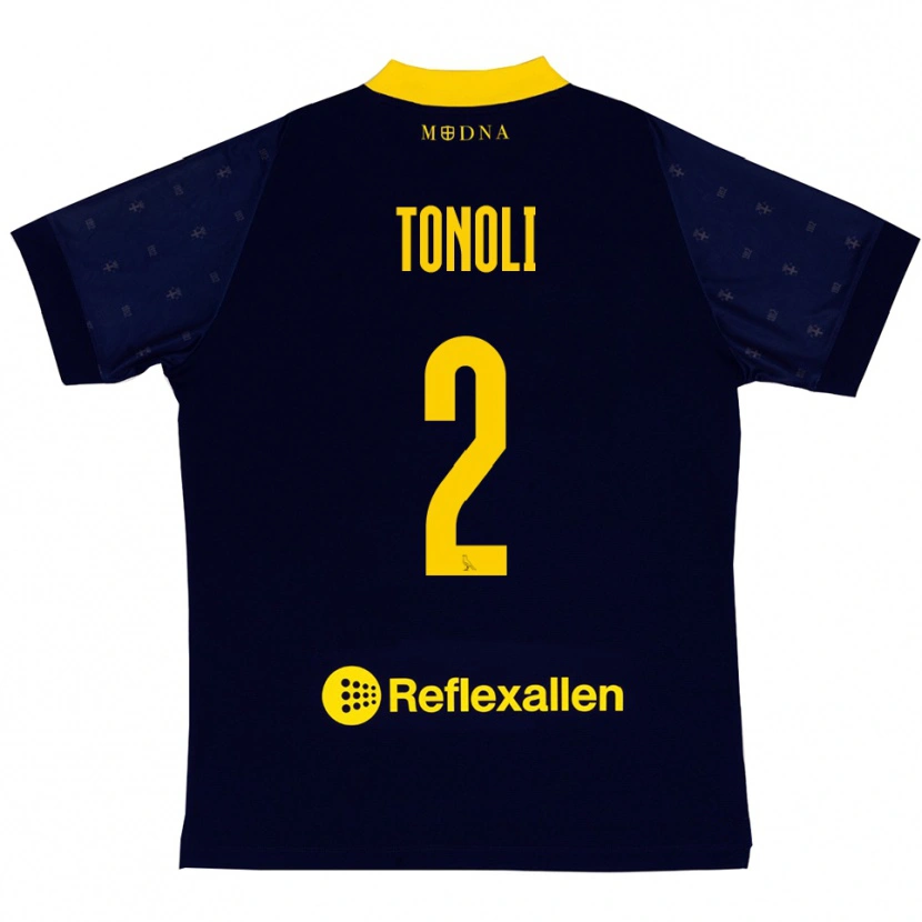 Danxen Uomo Maglia Daniel Tonoli #2 Navy Giallo Kit Gara Away 2025/26 Maglietta
