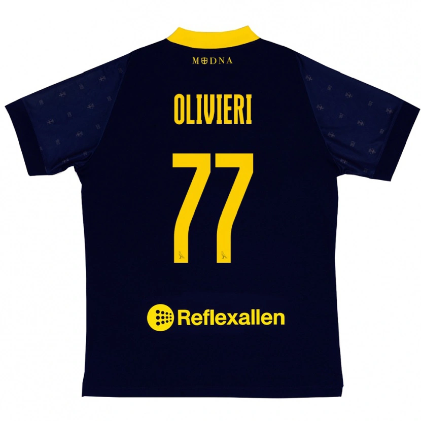 Danxen Uomo Maglia Edoardo Olivieri #77 Navy Giallo Kit Gara Away 2025/26 Maglietta