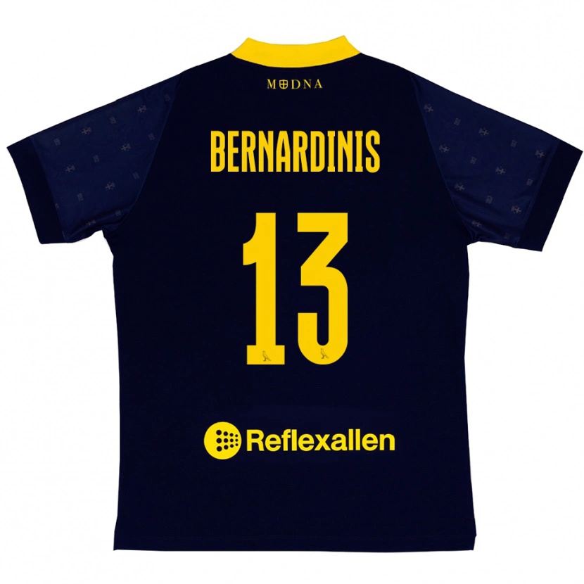 Danxen Uomo Maglia Riccardo Bernardinis #13 Navy Giallo Kit Gara Away 2025/26 Maglietta