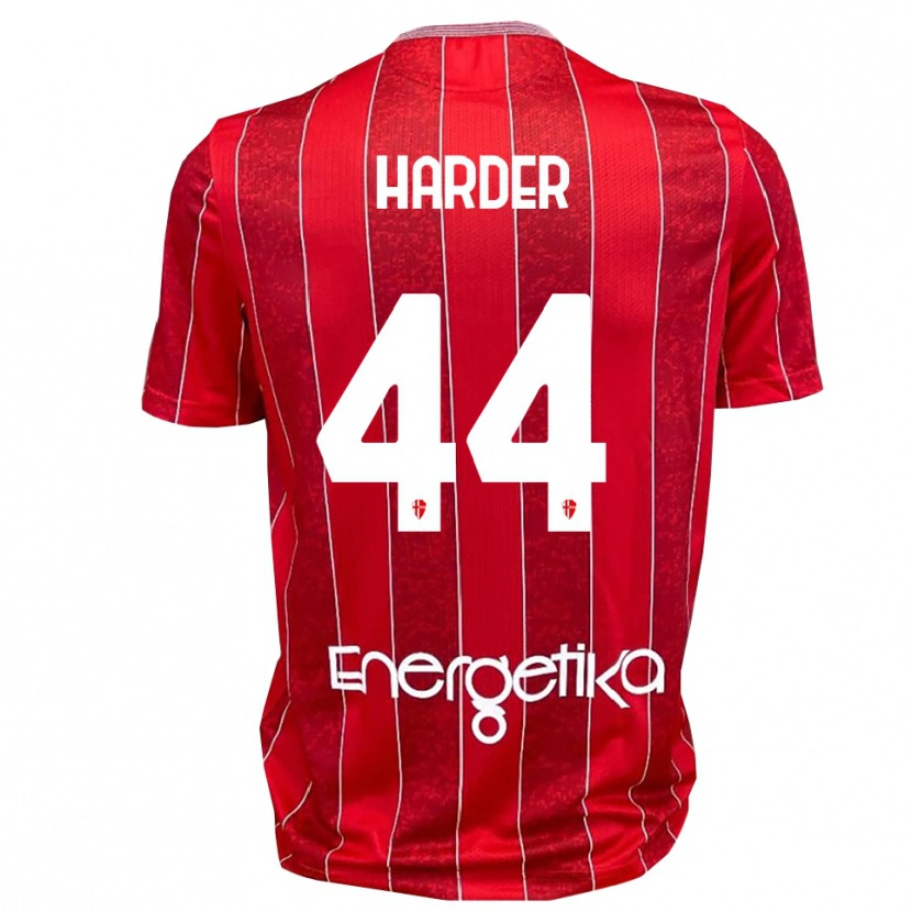 Danxen Uomo Maglia Jonas Harder #44 Rosso Bianco Kit Gara Away 2025/26 Maglietta