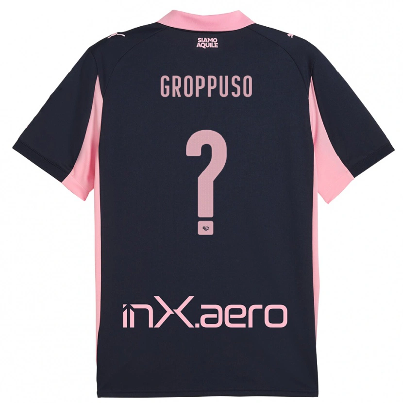 Danxen Uomo Maglia Gabriele Groppuso #0 Navy Rosa Kit Gara Away 2025/26 Maglietta