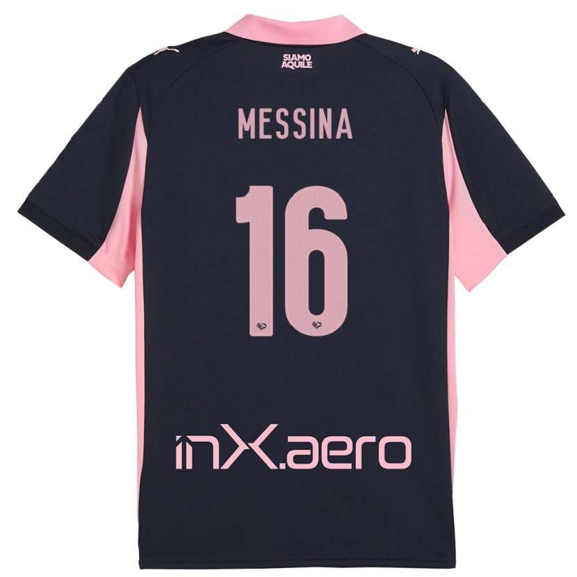 Danxen Uomo Maglia Pietro Messina #16 Navy Rosa Kit Gara Away 2025/26 Maglietta