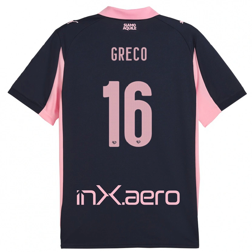 Danxen Uomo Maglia Riccardo Greco #16 Navy Rosa Kit Gara Away 2025/26 Maglietta