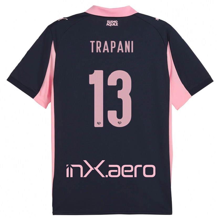 Danxen Uomo Maglia Nicolò Trapani #13 Navy Rosa Kit Gara Away 2025/26 Maglietta