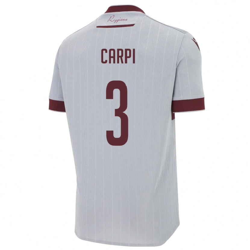 Danxen Uomo Maglia Filippo Carpi #3 Borgogna Bianco Kit Gara Away 2025/26 Maglietta