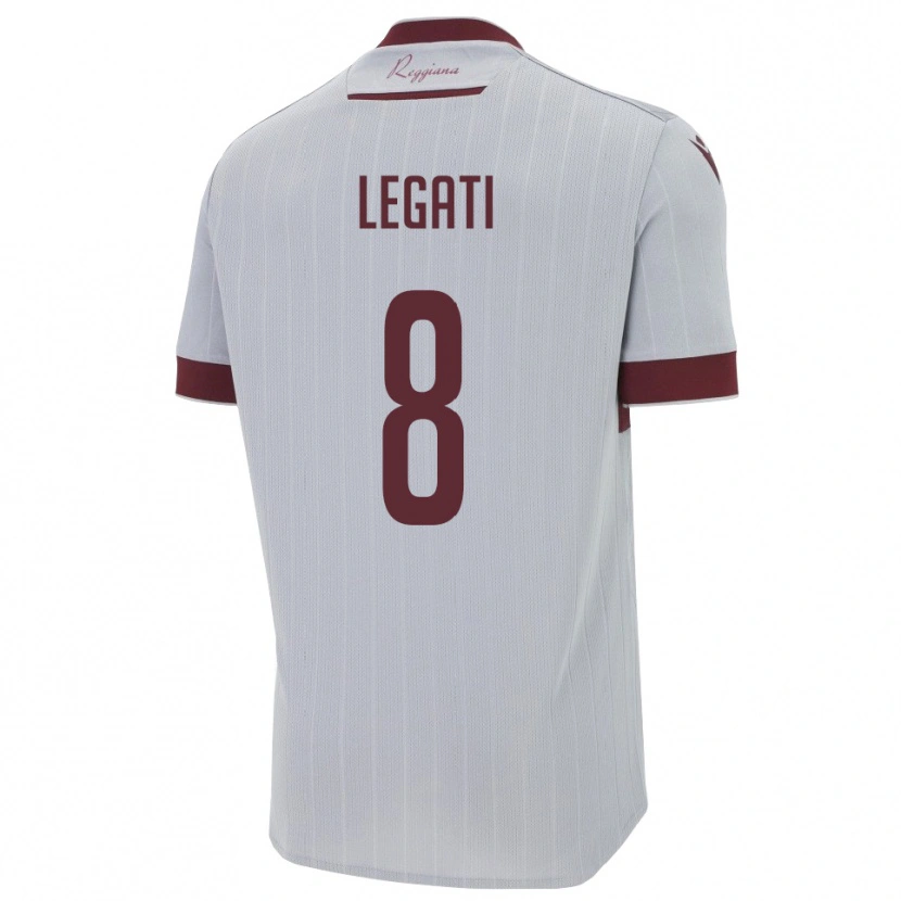 Danxen Uomo Maglia Mattia Legati #8 Borgogna Bianco Kit Gara Away 2025/26 Maglietta