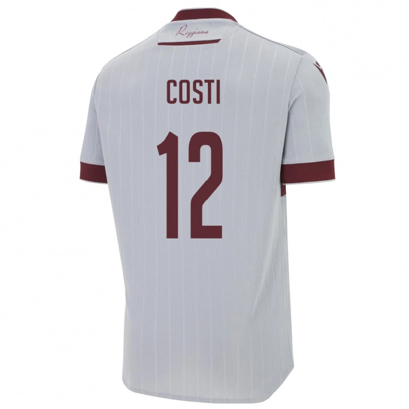 Danxen Uomo Maglia Filippo Costi #12 Borgogna Bianco Kit Gara Away 2025/26 Maglietta