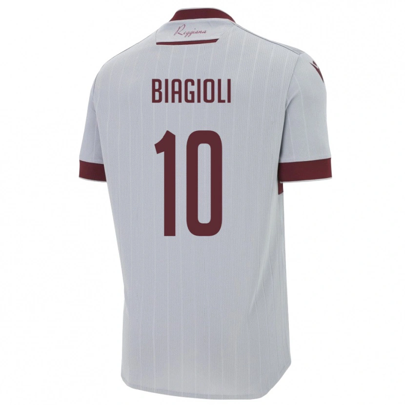 Danxen Uomo Maglia Martino Biagioli #10 Borgogna Bianco Kit Gara Away 2025/26 Maglietta