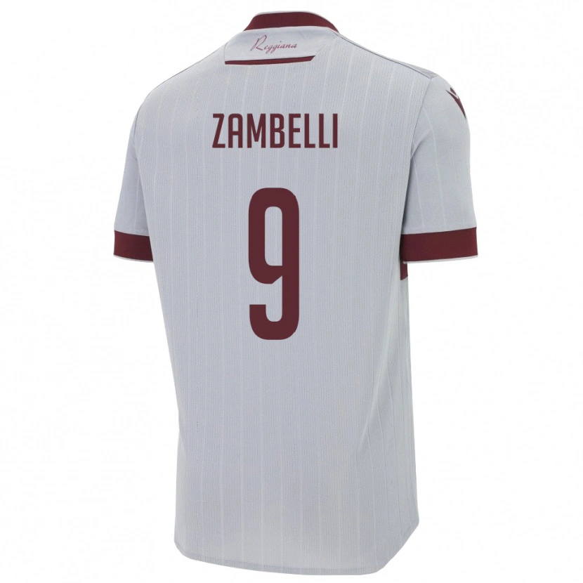 Danxen Uomo Maglia Alessio Zambelli #9 Borgogna Bianco Kit Gara Away 2025/26 Maglietta
