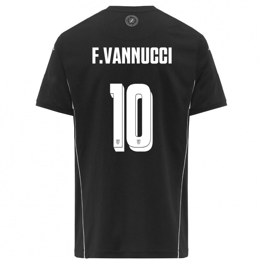 Danxen Uomo Maglia Federico Vannucci #10 Nero Bianco Kit Gara Away 2025/26 Maglietta