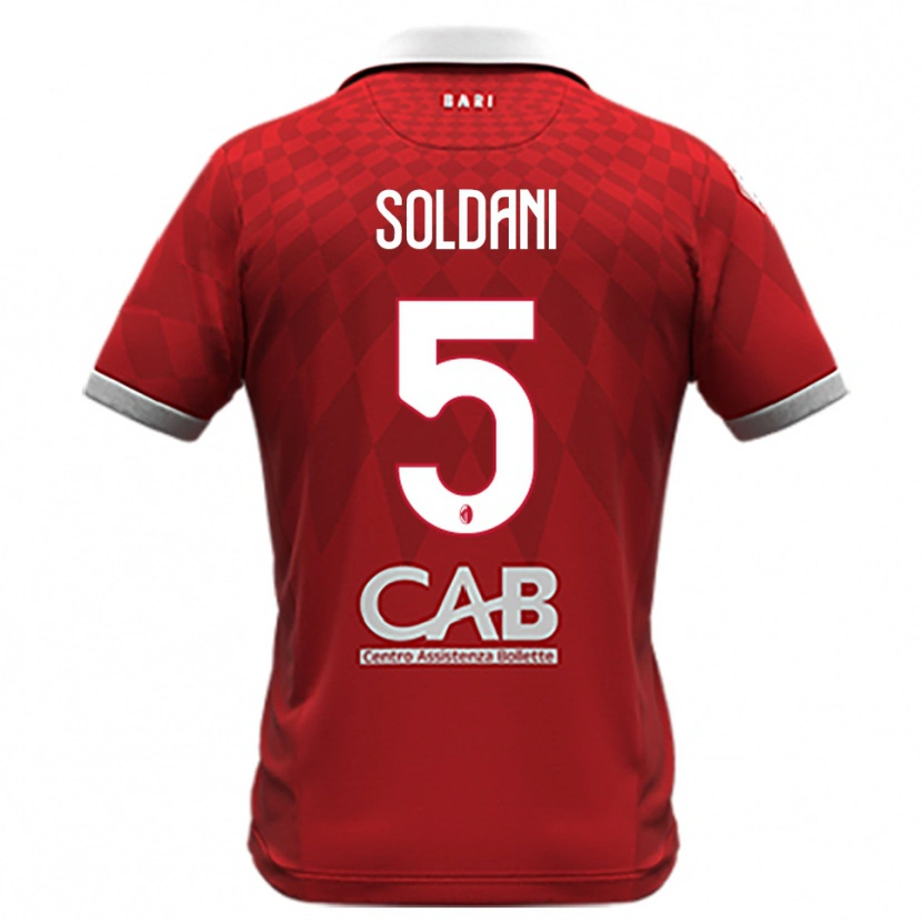 Danxen Uomo Maglia Mauro Soldani #5 Rosso Bianco Kit Gara Away 2025/26 Maglietta