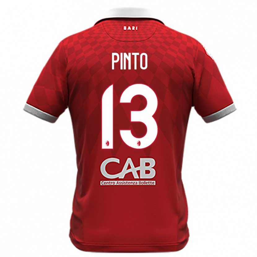 Danxen Uomo Maglia Francesco Pinto #13 Rosso Bianco Kit Gara Away 2025/26 Maglietta