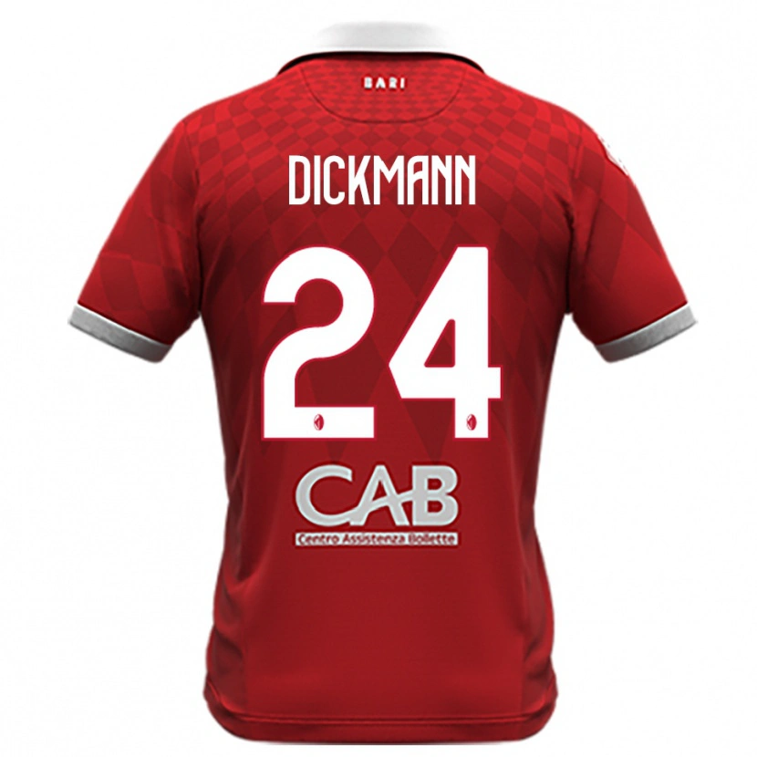 Danxen Uomo Maglia Lorenzo Dickmann #24 Rosso Bianco Kit Gara Away 2025/26 Maglietta