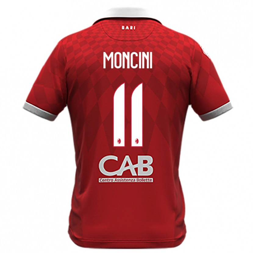 Danxen Uomo Maglia Gabriele Moncini #11 Rosso Bianco Kit Gara Away 2025/26 Maglietta