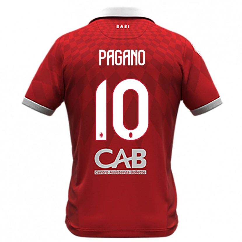 Danxen Uomo Maglia Riccardo Pagano #10 Rosso Bianco Kit Gara Away 2025/26 Maglietta