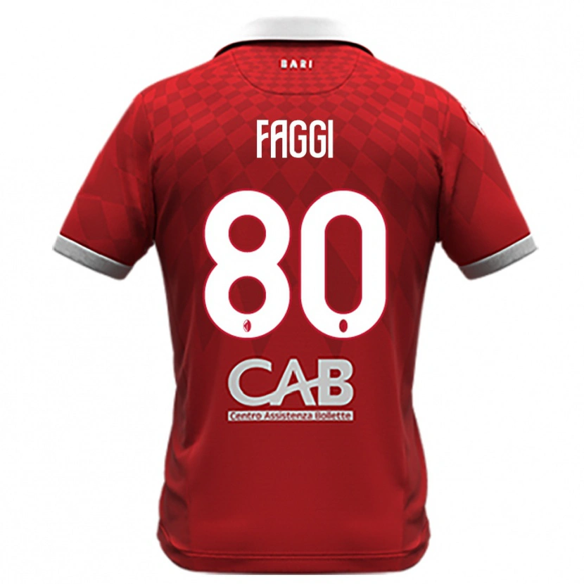 Danxen Uomo Maglia Filippo Faggi #80 Rosso Bianco Kit Gara Away 2025/26 Maglietta