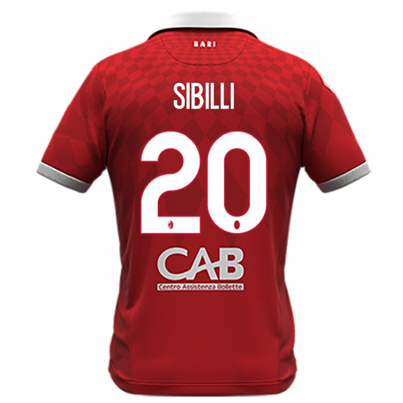 Danxen Uomo Maglia Giuseppe Sibilli #20 Rosso Bianco Kit Gara Away 2025/26 Maglietta