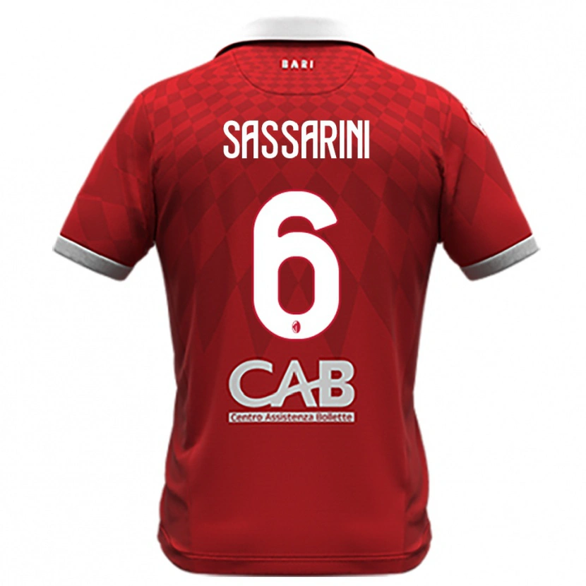 Danxen Uomo Maglia Luca Sassarini #6 Rosso Bianco Kit Gara Away 2025/26 Maglietta