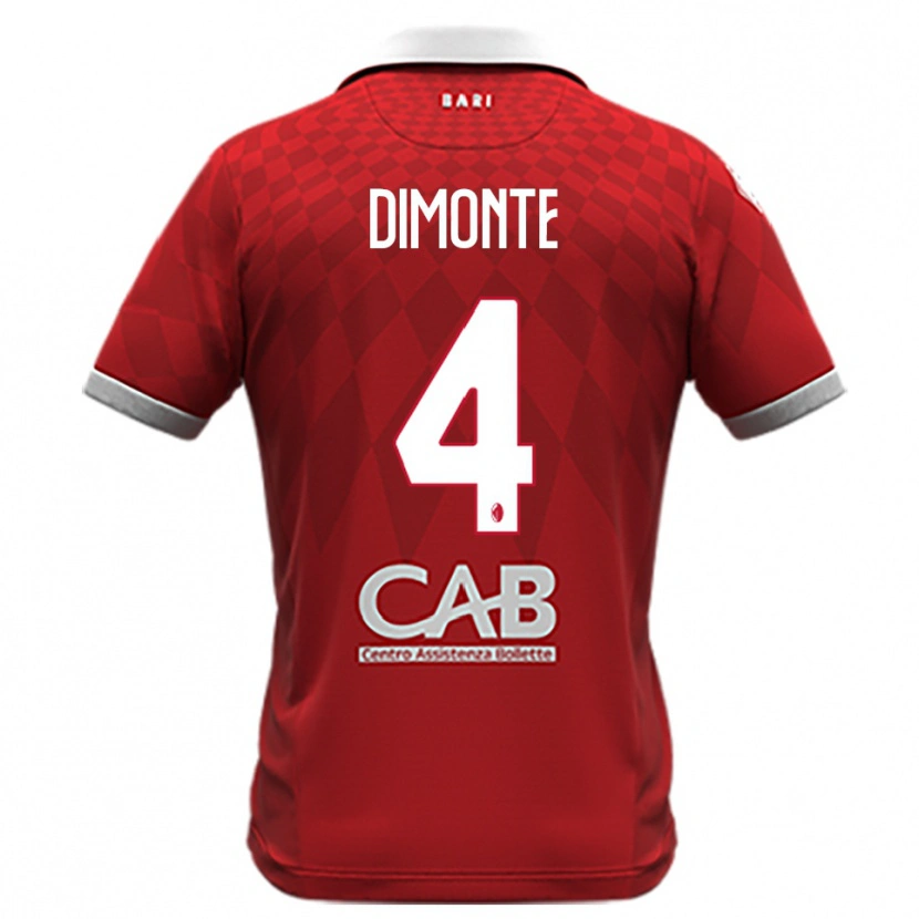Danxen Uomo Maglia Paolo Dimonte #4 Rosso Bianco Kit Gara Away 2025/26 Maglietta