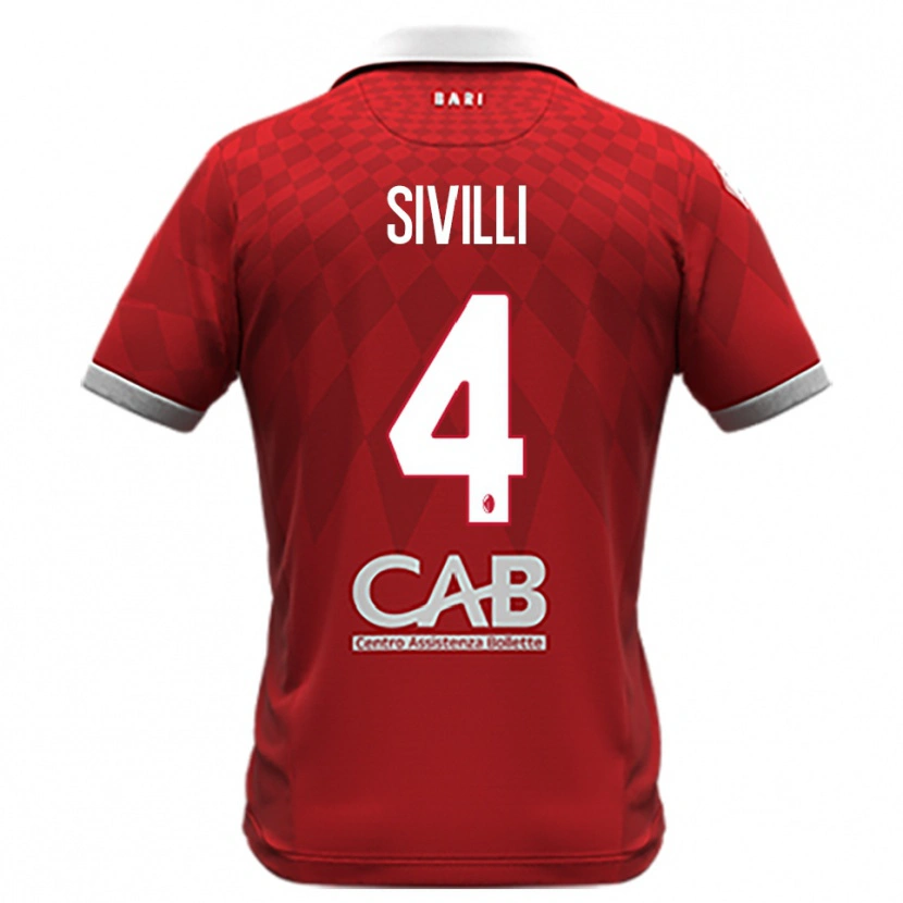 Danxen Uomo Maglia Federico Sivilli #4 Rosso Bianco Kit Gara Away 2025/26 Maglietta