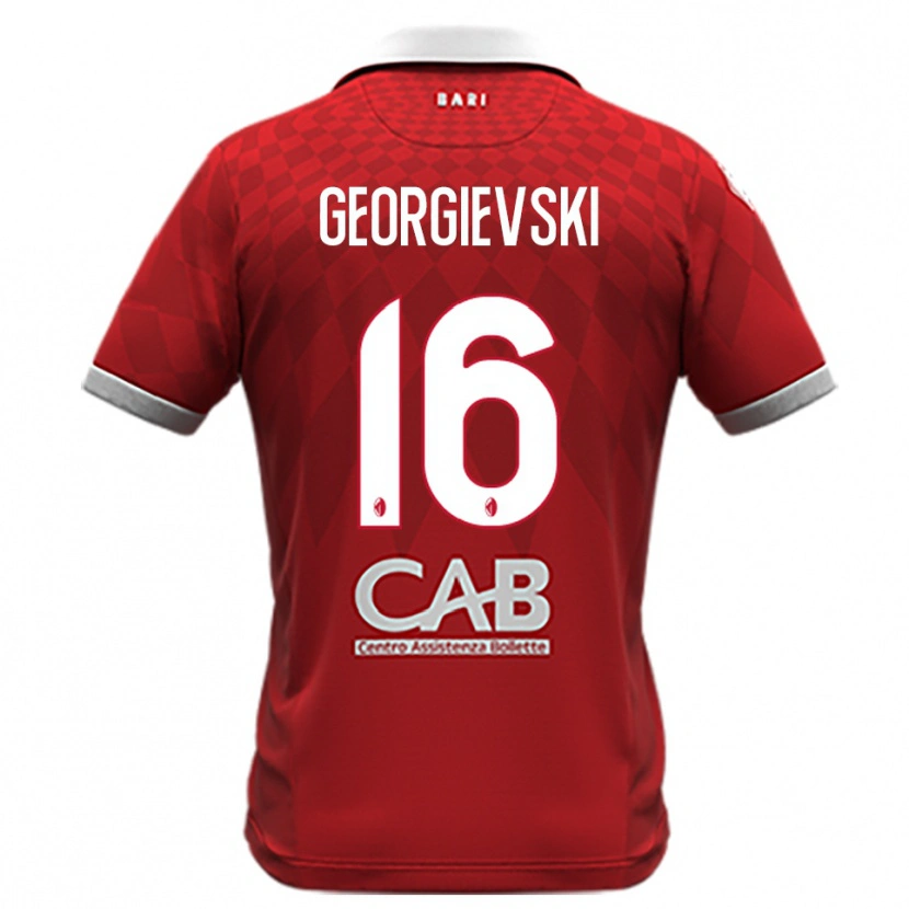 Danxen Uomo Maglia Toma Georgievski #16 Rosso Bianco Kit Gara Away 2025/26 Maglietta