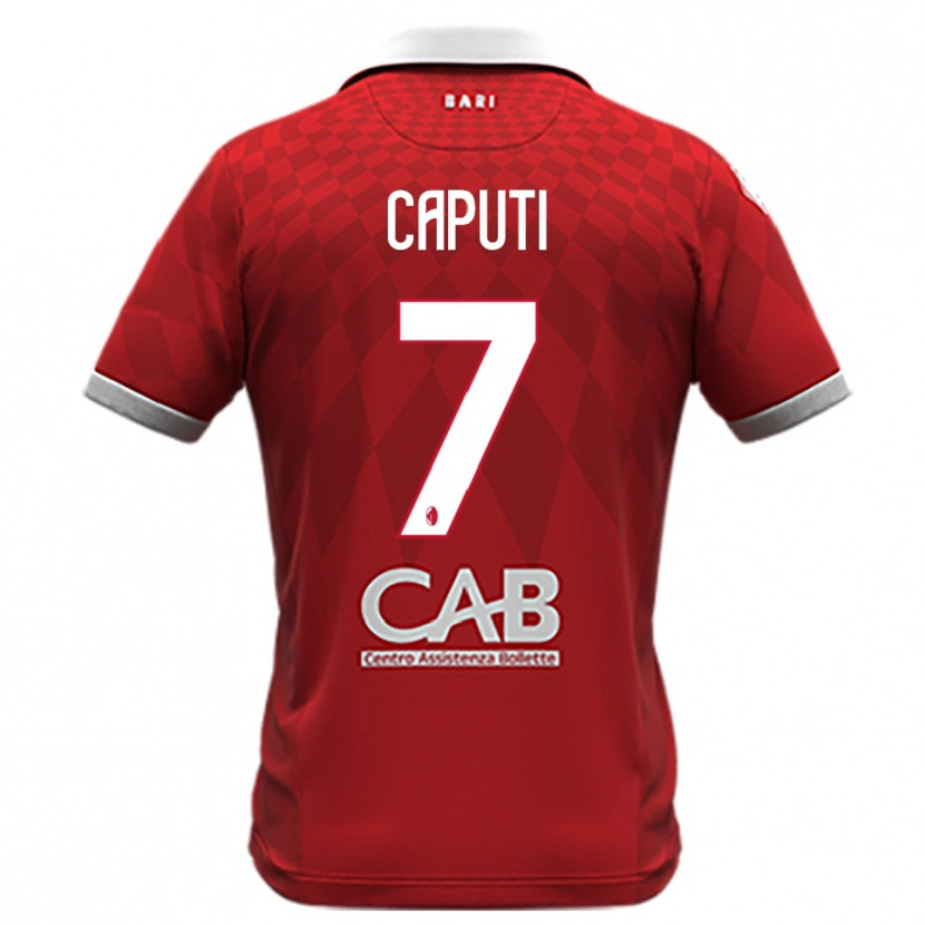 Danxen Uomo Maglia Christian Caputi #7 Rosso Bianco Kit Gara Away 2025/26 Maglietta
