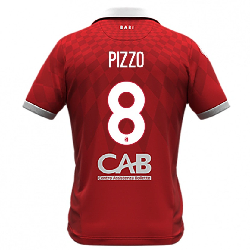 Danxen Uomo Maglia Benedetto Pizzo #8 Rosso Bianco Kit Gara Away 2025/26 Maglietta